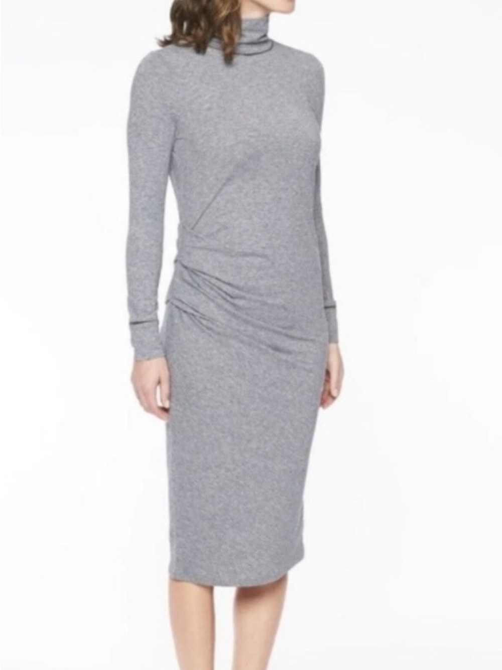 Athleta Industry Gray Turtleneck Long-Sleeve Midi Dress